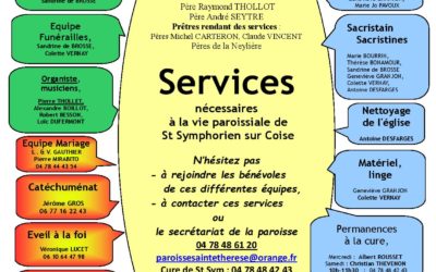 Tableau des services de la vie paroissiale