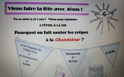 EVEIL A LA FOI : Viens faire la fête avec Jésus ! le dimanche 1er février